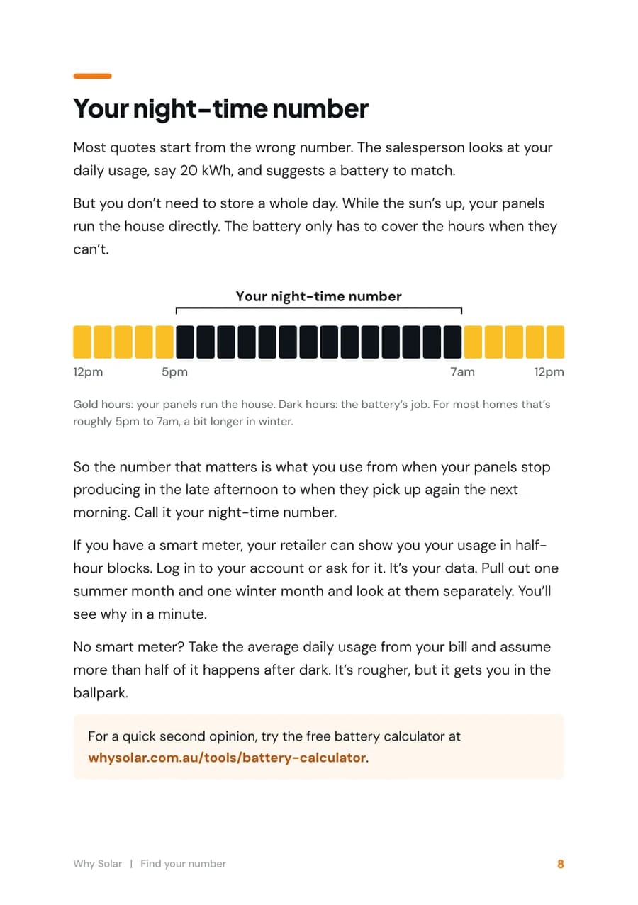 Page 8 of the guide: Your night-time number