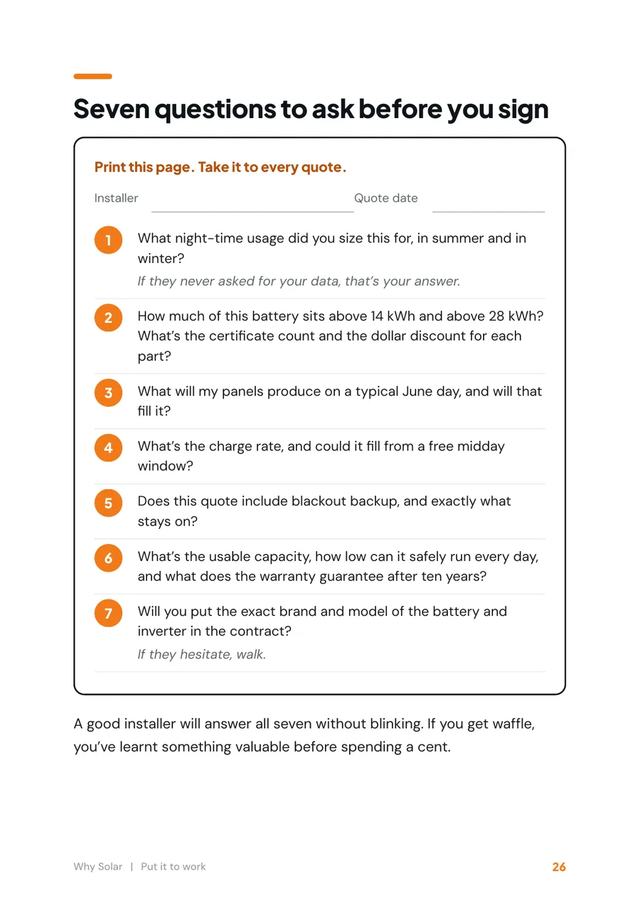Page 26 of the guide: Seven questions to ask before you sign