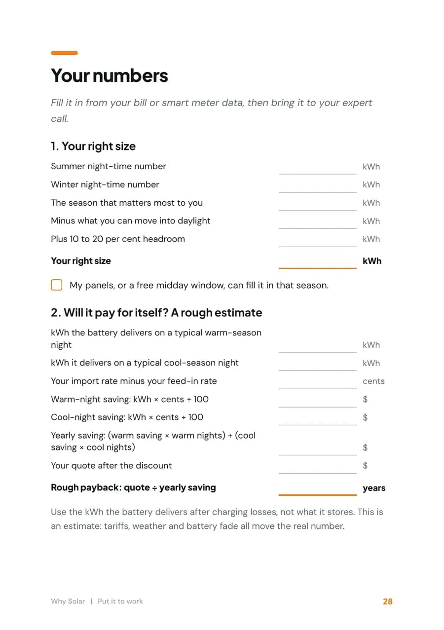 Page 28 of the guide: Your numbers: a worksheet