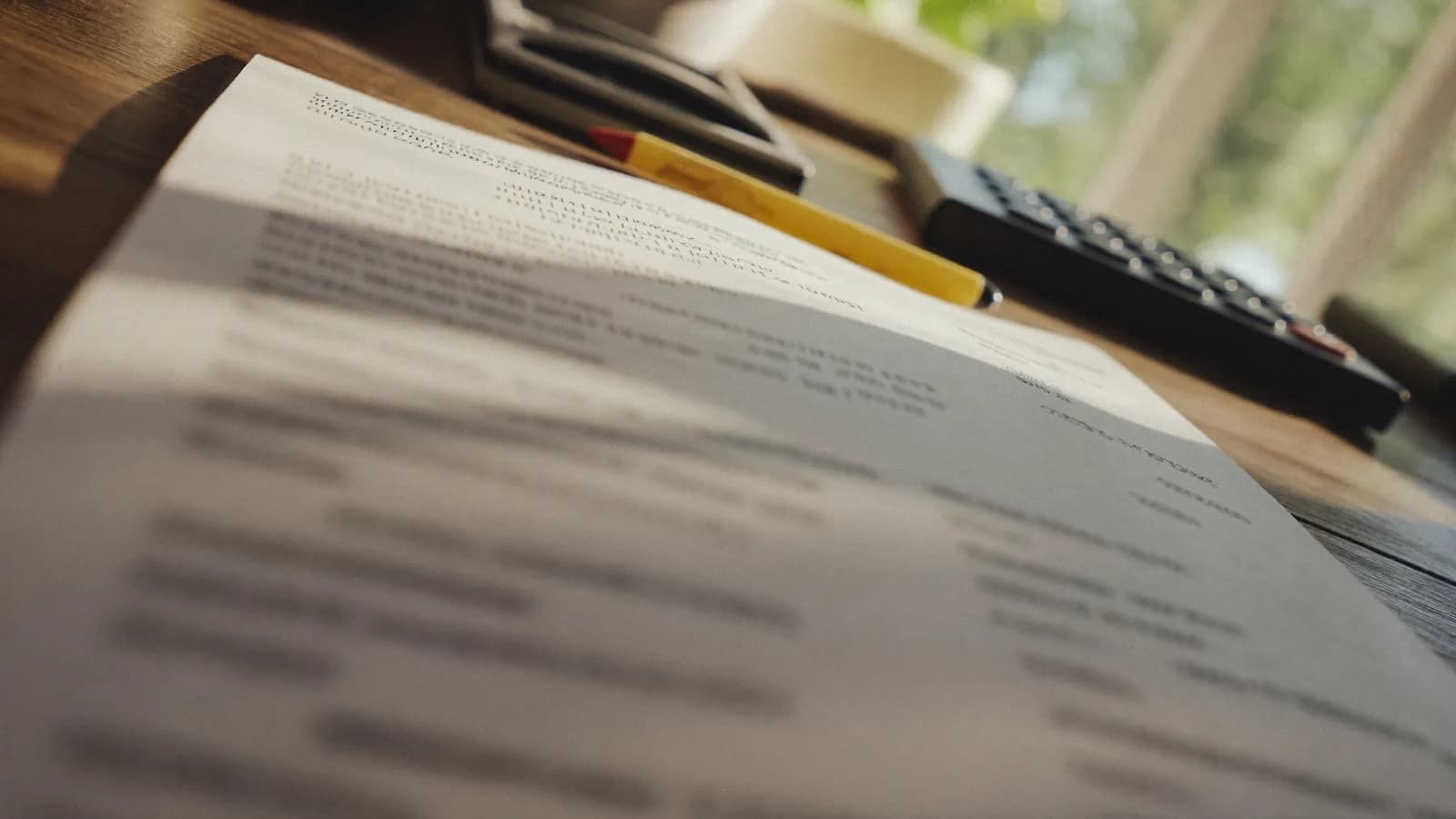Electricity bill on a kitchen bench with a highlighter and calculator
