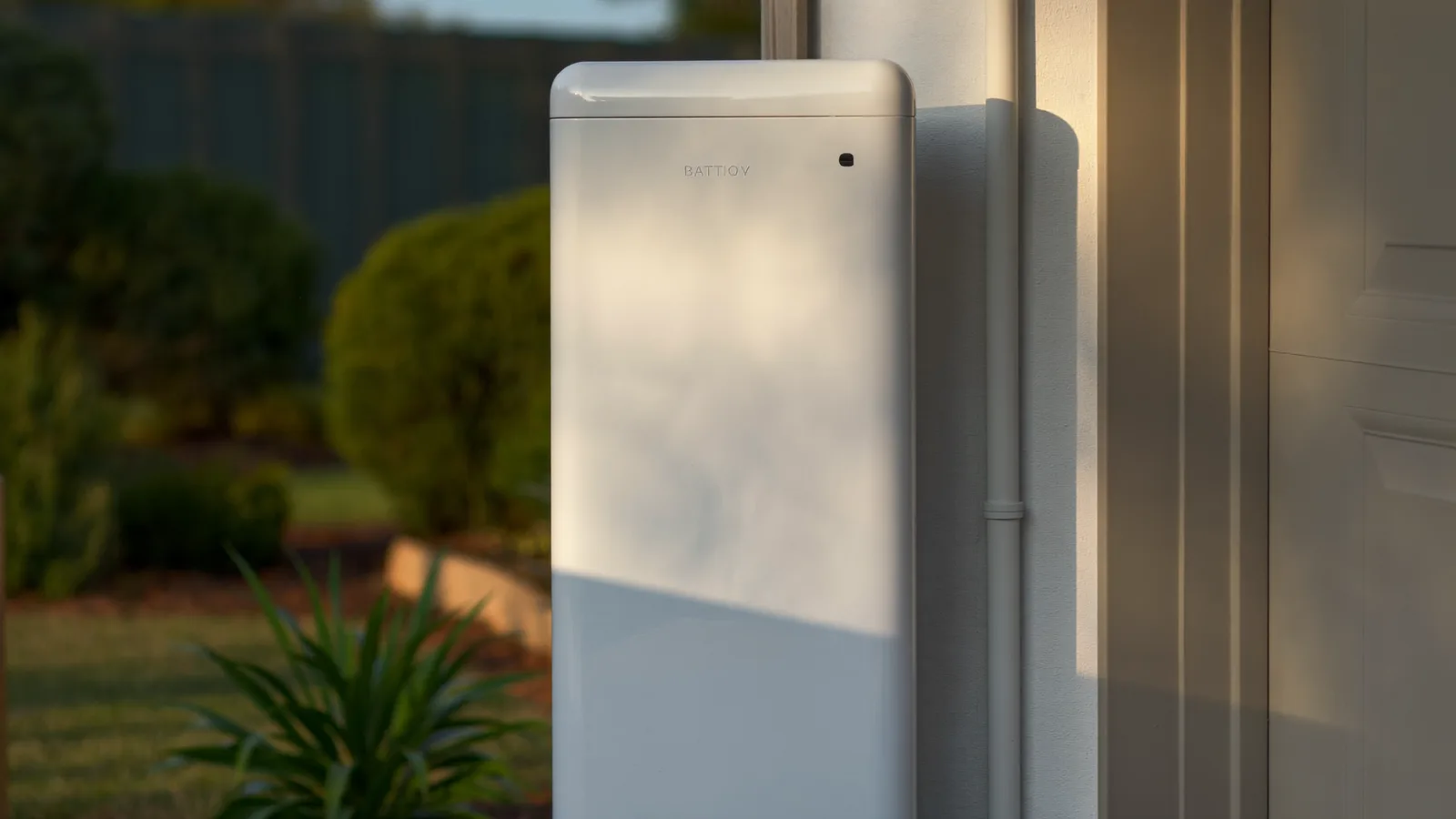 Floor-standing home battery installed under an Australian carport